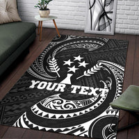 Kosrae Micronesia Custom Personalised Area Rug - White Tribal Wave - Polynesian Pride