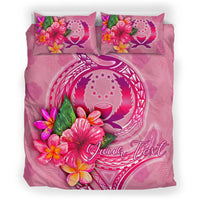 Pohnpei Polynesian Custom Personalised Bedding Set - Floral With Seal Pink - Polynesian Pride