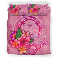 Fiji Polynesian Custom Personalised Bedding Set - Floral With Seal Pink - Polynesian Pride