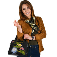Marshall Islands Polynesian Custom Personalised Shoulder Handbag - Plumeria Tribal - Polynesian Pride