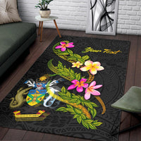 Solomon Islands Polynesian Custom Personalised Area Rug - Plumeria Tribal - Polynesian Pride