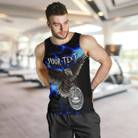 American Samoa Polynesian Custom Personalised Men's Tank Top - Eagle With Flame Blue - Polynesian Pride