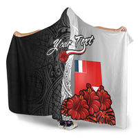 Wallis and Futuna Polynesian Custom Personalised Hooded Blanket- Coat Of Arm With Hibiscus White - Polynesian Pride