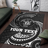 Niue Polynesian Custom Personalised Area Rug - White Tribal Wave - Polynesian Pride
