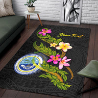 Federated States Of Micronesia Polynesian Custom Personalised Area Rug - Plumeria Tribal - Polynesian Pride