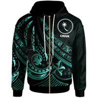 Chuuk Zip Hoodie The Flow of The Ocean Unisex Green - Polynesian Pride