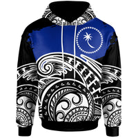 Chuuk Custom Hoodie Ethnic Style With Round Black White Pattern Unisex Black - Polynesian Pride