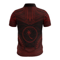 Chuuk Polo Shirt Chuuk Flag Polynesian Chief Tattoo Red Version - Polynesian Pride