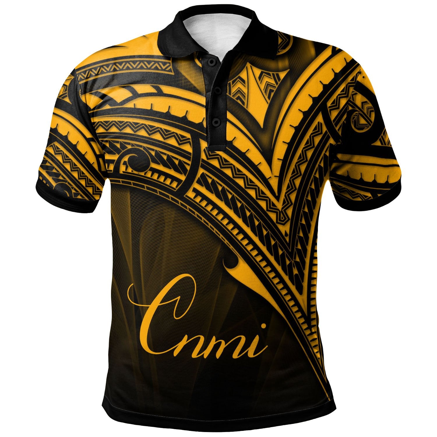 Northern Mariana Islands Polo Shirt Gold Color Cross Style Unisex Black - Polynesian Pride