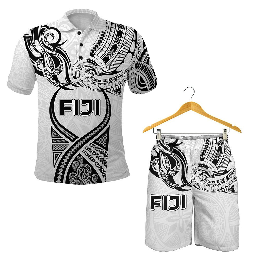 Combo Polo Shirt and Men Short Fiji Rugby Polynesian Waves Style - Polynesian Pride