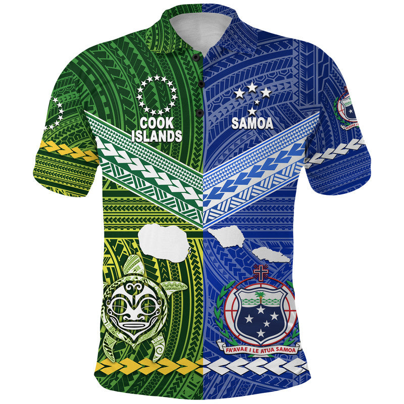 Samoa Cook Islands Polo Shirt Together LT8 Blue - Polynesian Pride