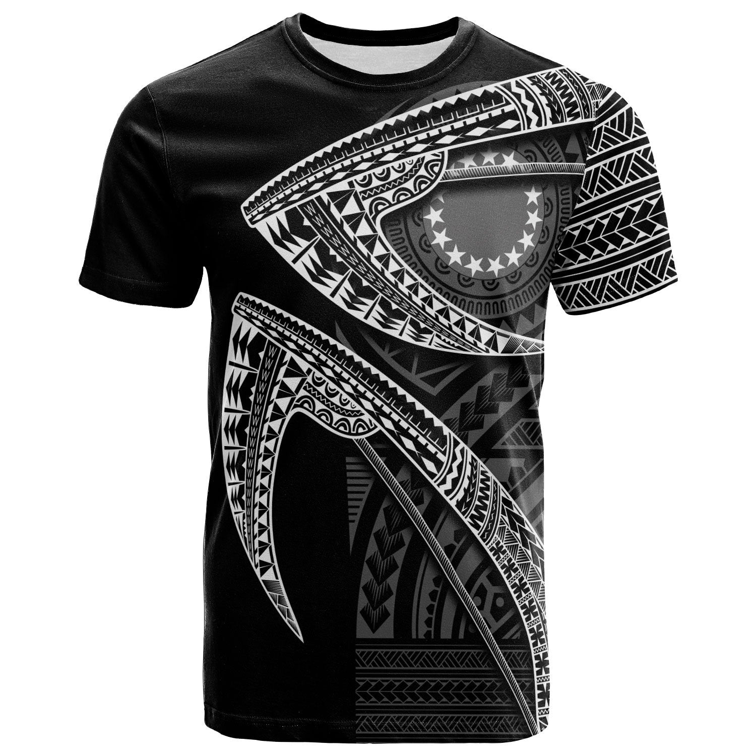 Cook Islands T Shirt Fish Hook Unisex Black - Polynesian Pride
