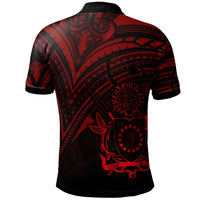 Cook Islands Polo Shirt Red Color Cross Style - Polynesian Pride