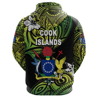 Custom Cook Islands Rugby Hoodie Unique Vibes Coat of Arms Green - Polynesian Pride
