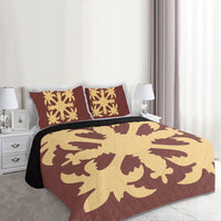 Hawaiian Royal Pattern Quilt Bed Set - Coral - H1 Style - AH - Polynesian Pride