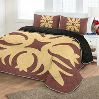 Hawaiian Royal Pattern Quilt Bed Set - Coral - I1 Style - AH - Polynesian Pride