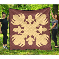 Hawaii Royal Pattern Premium Quilt - Coral - O2 Style - AH Coral - Polynesian Pride