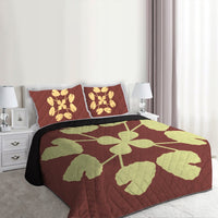 Hawaiian Royal Pattern Quilt Bed Set - Coral - D3 Style - Polynesian Pride