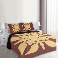 Hawaiian Royal Pattern Quilt Bed Set - Coral - G1 Style - AH - Polynesian Pride