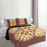 Hawaiian Royal Pattern Quilt Bed Set - Coral - A3 Style - Polynesian Pride