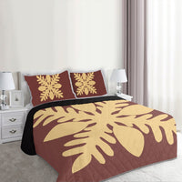 Hawaiian Royal Pattern Quilt Bed Set - Coral - D1 Style - AH - Polynesian Pride