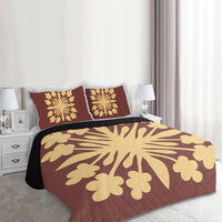 Hawaiian Royal Pattern Quilt Bed Set - Coral - G2 Style - AH - Polynesian Pride