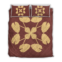 Hawaiian Royal Pattern Quilt Bed Set - Coral - D3 Style Coral - Polynesian Pride