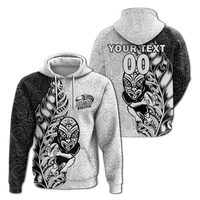 Custom New Zealand Maori All Black Rugby Hoodie LT2 Hoodie WHITE - Polynesian Pride