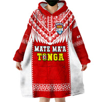(Custom Text And Number) Tonga Rugby Mate Maa Tonga Pacific Ngatu White Wearable Blanket Hoodie LT14 - Polynesian Pride