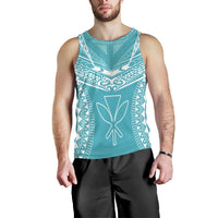 Hawaiian Kanaka Map Football Jersey Men's Tank Top - Cyan - Roger Style - AH - Polynesian Pride