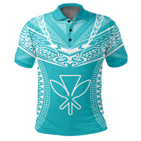 Hawaiian Kanaka Map Football Jersey Polo Shirt Cyan Roger Style - Polynesian Pride