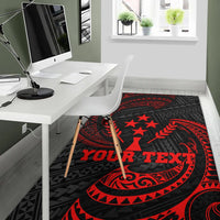 Kosrae Polynesian Custom Personalised Area Rug - Red Tribal Wave - Polynesian Pride