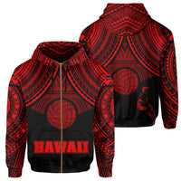 Polynesian Volleyball Hawaii Zip Hoodie Red Unisex Red - Polynesian Pride