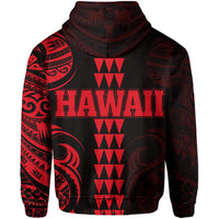 Kanaka Map Polynesian Kakau Hoodie (Zip up) Red - Polynesian Pride
