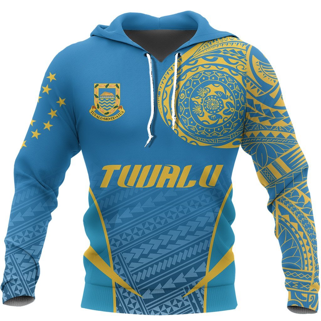 Tuvalu Active Special Hoodie Tuvalu Coat of Arms Flag Polynesian Tattoo Unisex Blue - Polynesian Pride