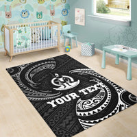 vanuatu Polynesian Custom Personalised Area Rug - White Tribal Wave - Polynesian Pride