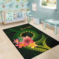 Cook Islands Polynesian Custom Personalised Area Rug - Floral With Seal Flag Color - Polynesian Pride