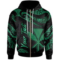 Hawaii Polynesian Custom Hoodie Zip up Polynesian Tattoo Green Version Unisex Green - Polynesian Pride