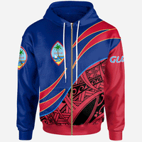 Guam Zip Hoodie Symmetrical Lines Unisex Blue - Polynesian Pride