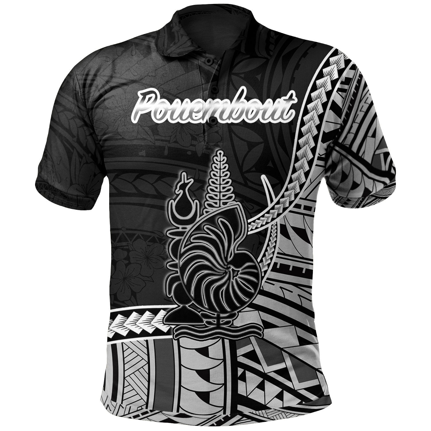 New Caledonia Islands Polo Shirt Pouembout Seal Of Kanaky Polynesian Patterns Unisex Black - Polynesian Pride