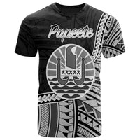 French Polynesia T Shirt Papeete Seal of French Polynesia Polynesian Patterns Unisex Black - Polynesian Pride