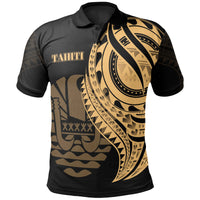 Tahiti Polo Shirt Gold Color Polynesian Patterns Best Tahiti Ever Unisex Black - Polynesian Pride