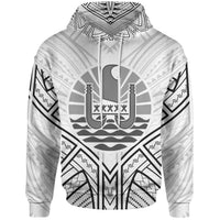 French Polynesia Hoodie French Polynesia Seal Tribal Patterns Unisex White - Polynesian Pride
