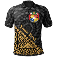 Tonga Polo Shirt Custom Gold Tapa Patterns With Bamboo Unisex Gold - Polynesian Pride