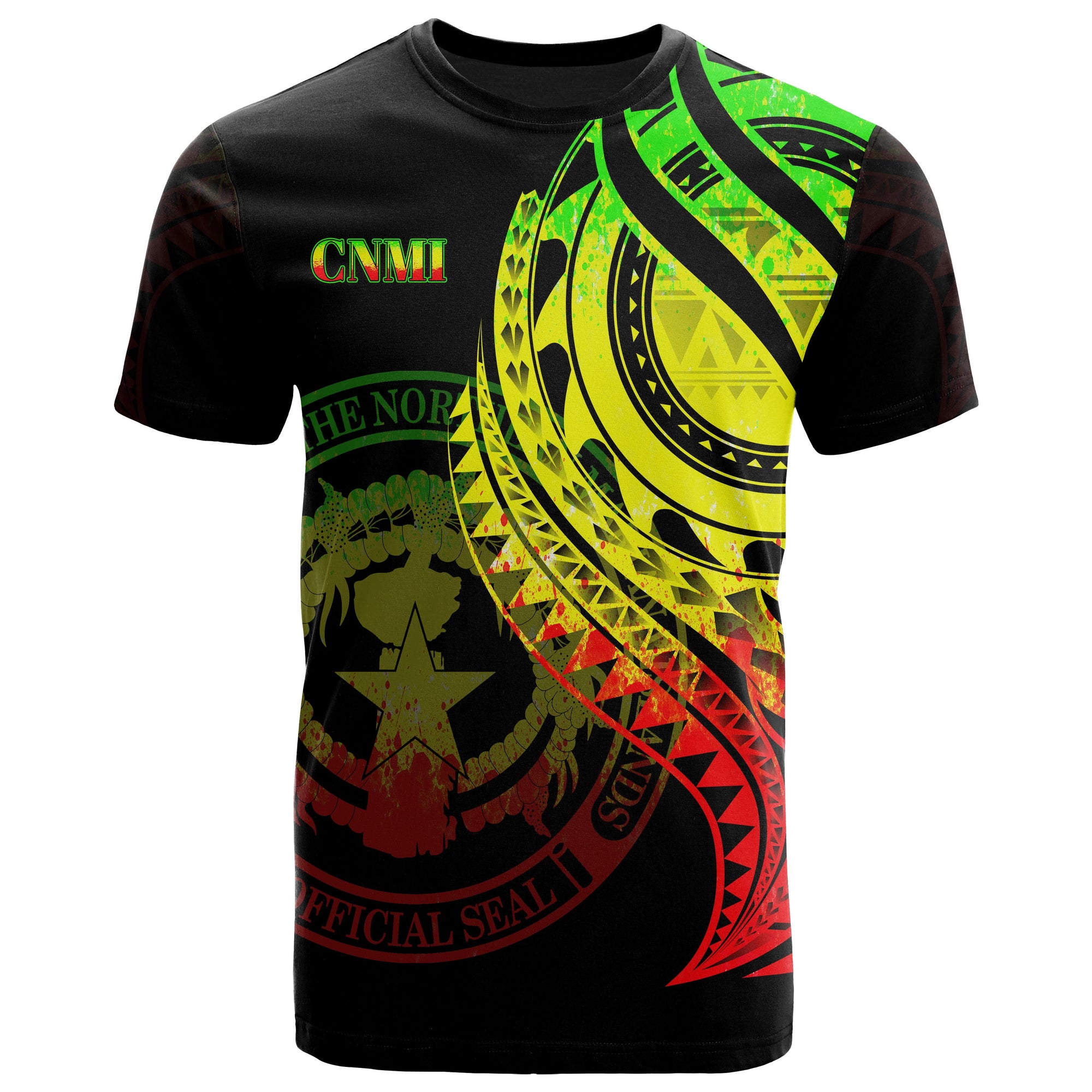 Northern Mariana Islands T Shirt Reggae Color Polynesian Patterns Best CNMI Ever Unisex Black - Polynesian Pride