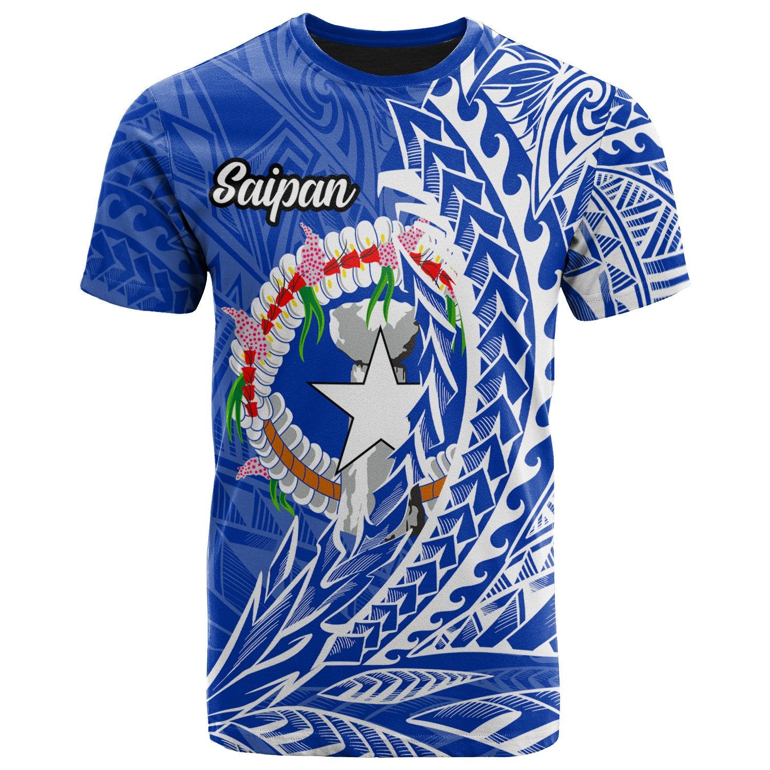 Northern Mariana Islands T Shirt Saipan Wings Style Unisex Blue - Polynesian Pride