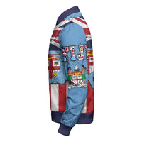 Fiji With America Flag Sleeve Zip Bomber Jacket LT10 - Polynesian Pride