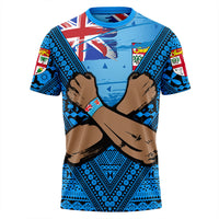 Fiji Bula Flag T Shirt LT10 Blue - Polynesian Pride