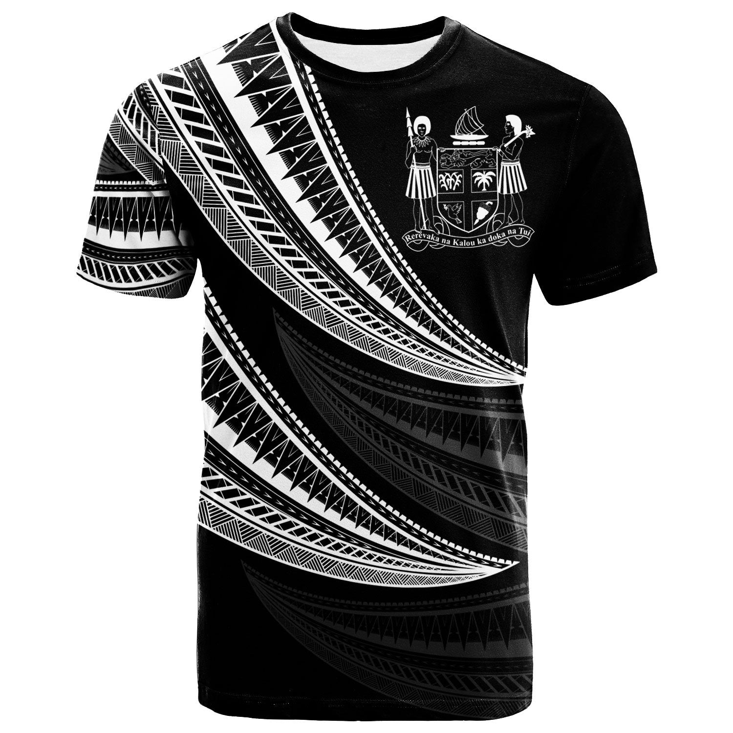 Fiji Custom T Shirt Wave Pattern Alternating White Color Unisex White - Polynesian Pride