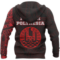 French Polynesia Hoodie French Polynesia Flag Tattoo Red - Polynesian Pride